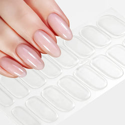 Nude Pink French Semi-Cured Gel Nail Patch Slider Adhesive Waterproof Long Lasting Full Cover Gel Nail Sticker UV Lamp Needed *^ (ONLINE ORDER ONLY)