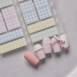 Charming Geometric Black Khaki Brown Grid Houndstooth Snowflake Flat Chic  Adhesive Nail Art Decoration Stickers Manicure Decals (Online Order Only)