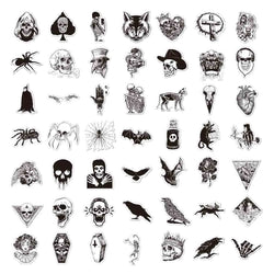 10/30/50/100pcs Punk Black and White Devil Gothic Horror Waterproof Sticker Decal Skateboard Car Laptop Bike Graffiti Stickers (ONLINE ORDER ONLY)