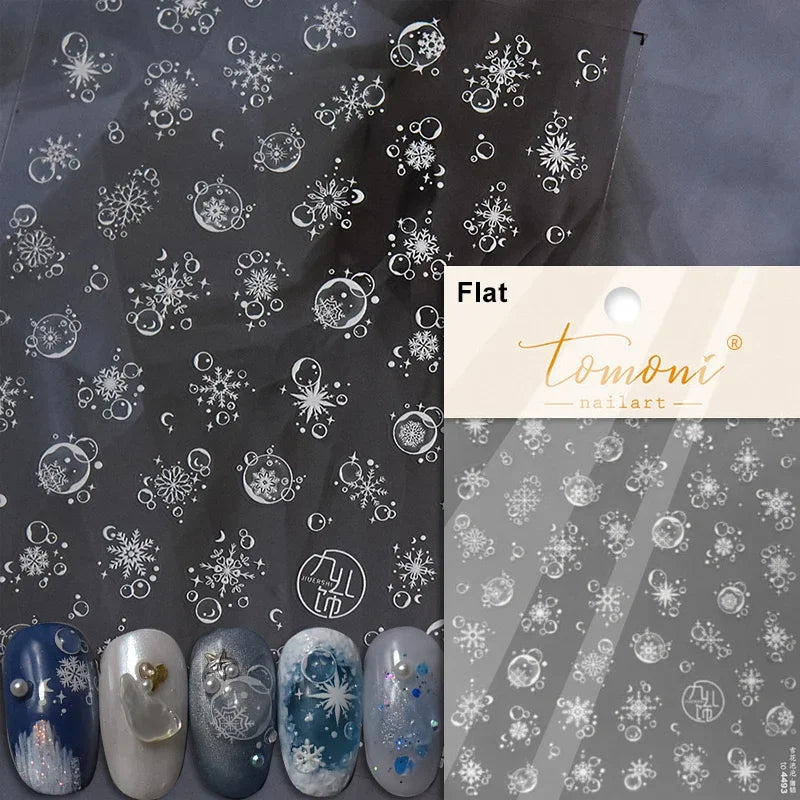 Snowman Apple Stars Gift Bell Snowflake Christmas Tree 3D Jelly Self Adhesive Nail Art Stickers Santa Claus Xmas Manicure Decals (ONLINE ORDER ONLY)