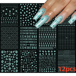 12 Sheets Valentines Nail Stickers Red Heart Nail Art Sticker Decal Solid Hollow Heart 3D Self-Adhesive Design Nail Art Supplies (ONLINE ORDER ONLY)