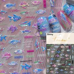 Deep Sea Animal Fish Shoal of Fish Whale Coral Dolphin Summer Beach Cute Jellyfish Bubble Bathyal Fauna Nail Art Stickers Decals (ONLINE ORDER ONLY)