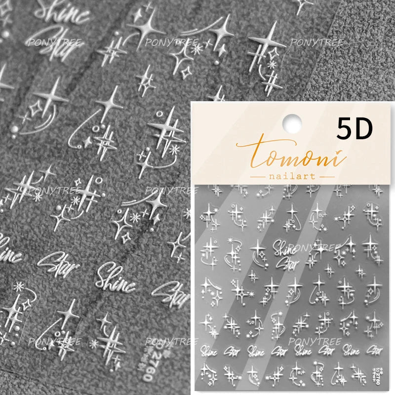 Hollow Out Black Gold Star Starburst Round Dot Night-time Tiny Spot Self Adhesive Nail Art Stickers Manicure Decals Wholesale (ONLINE ORDER ONLY)
