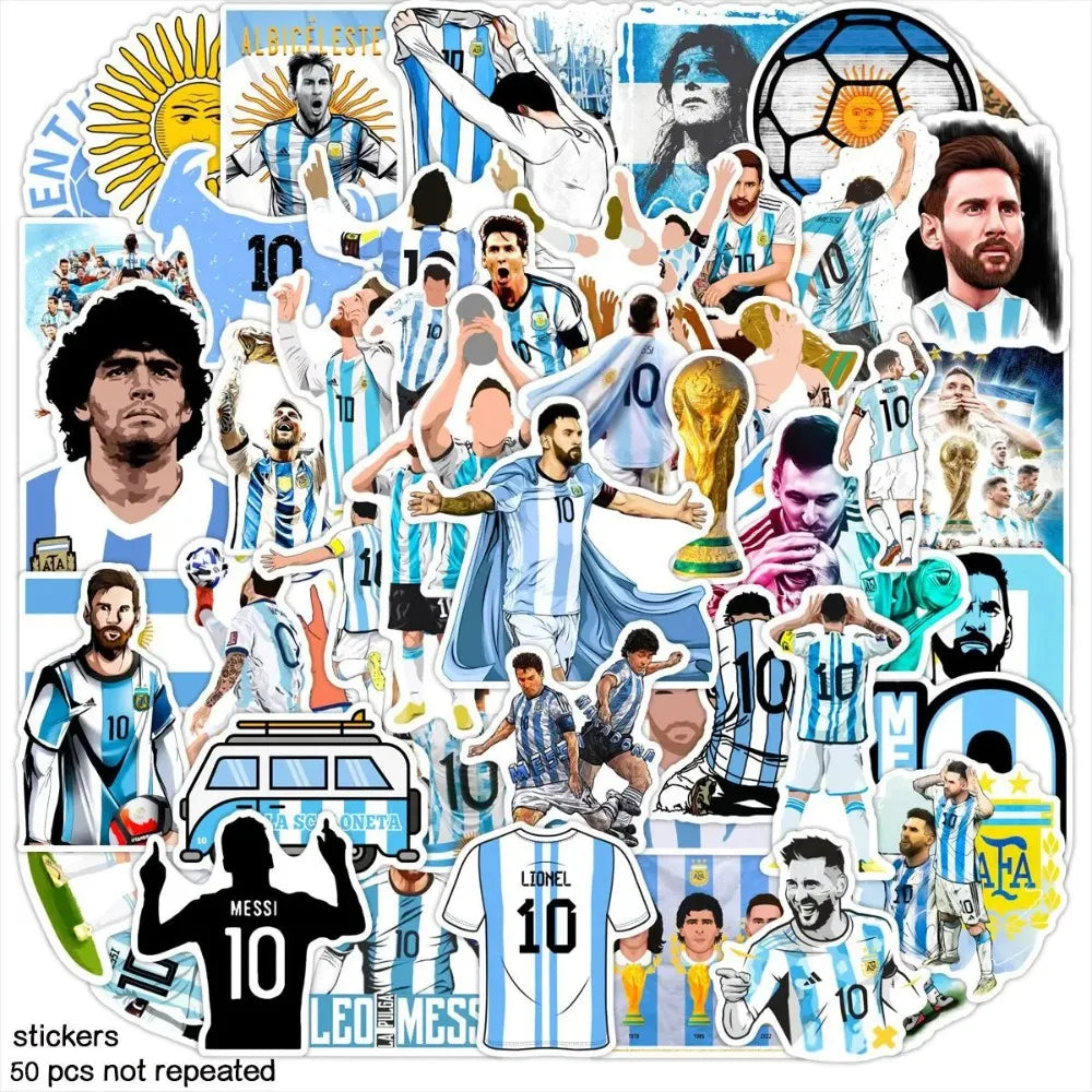 50Pcs Soccer Star Tribute Football Graffiti Stickers DIY Luggage Guitar Laptop Waterproof PVC Classic Toy Sticker Decals (ONLINE ORDER ONLY)