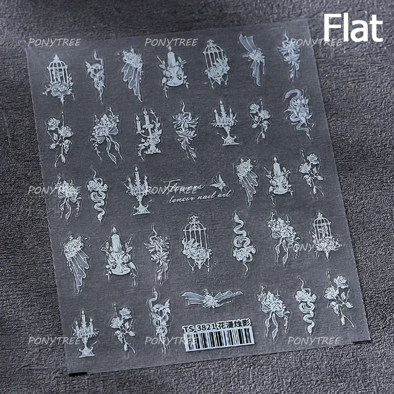 Blue Butterfly Planet Star Conch Snake Shell Clam Pearl Whale Jellyfish Moon Adhesive Nail Art Stickers Dreamy Manicure Decals (Online Order Only)