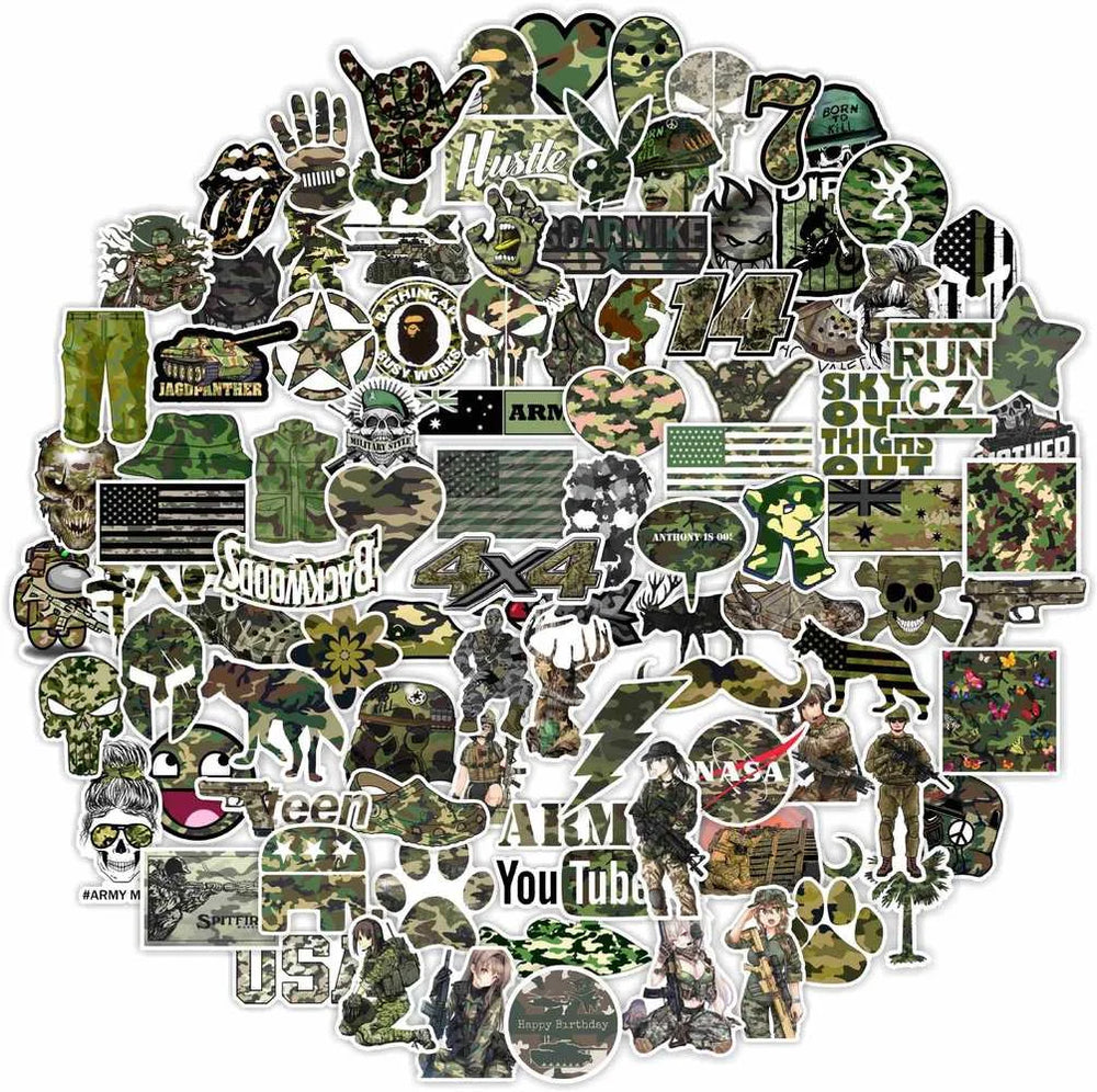 50/100PCS Military Graffiti Sticker Pack Cool Soldier Car Stickers and Decals Vinyl DIY Laptop Skateboard Phone Case for Boys (ONLINE ORDER ONLY)