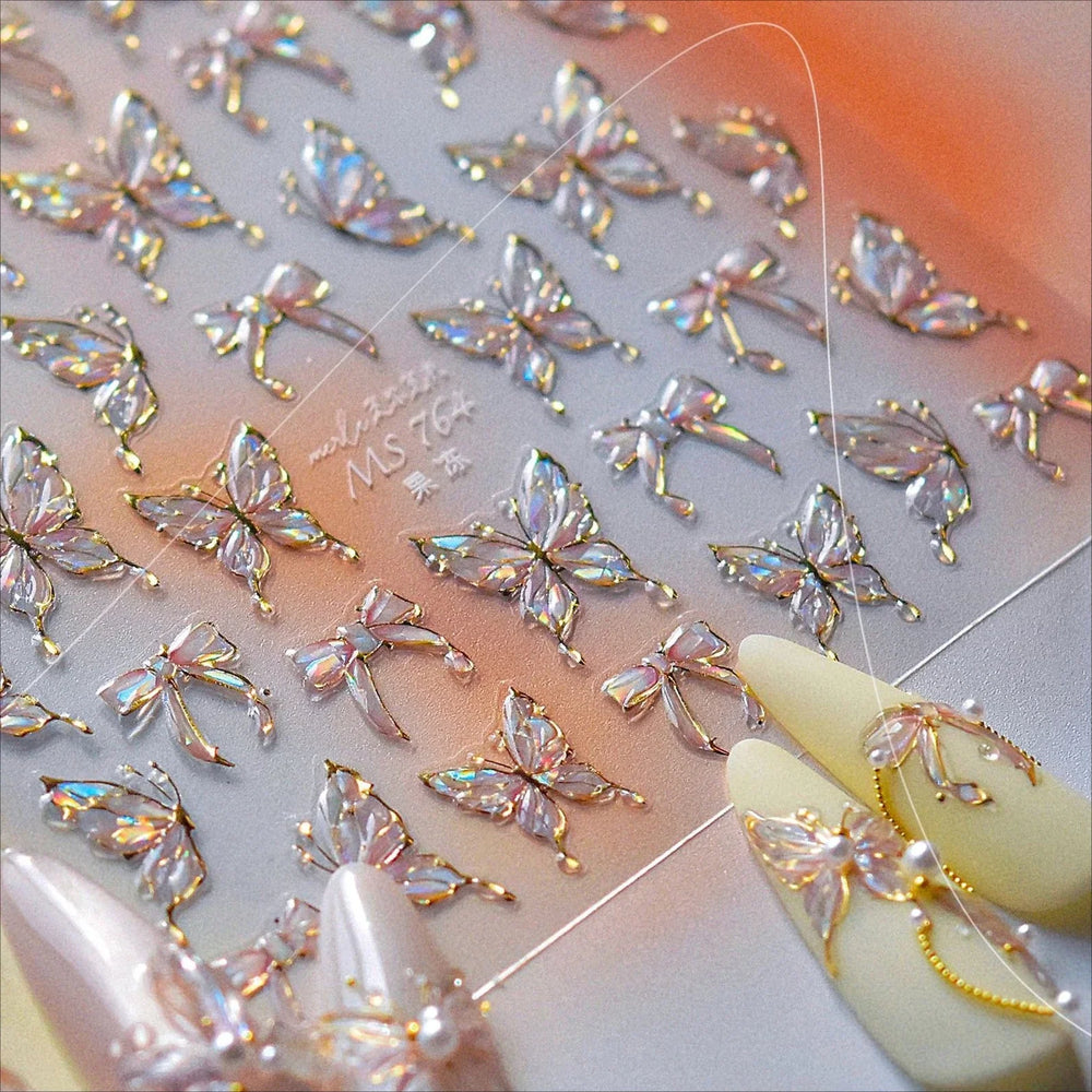 Bowknot Ribbon Butterfly Jelly Shiny Sparkling Delicate Charming Bow Tie 5D Nail Art Decorations Stickers DIY Manicure Decals (ONLINE ORDER ONLY)