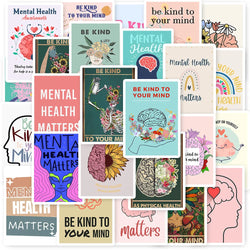 25Pcs Mental Health Awareness Sticker For Phone Cup Bottle Luggage Laptop Fridge Guitar Waterproof Decal Kid Gift Toy Decor (ONLINE ORDER ONLY)