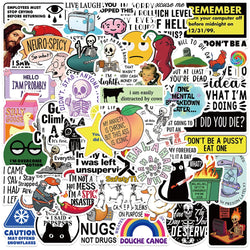 50pcs Funny Cartoon Snarky Meme Stickers For Laptop Water Bottle Luggage Notebook Phone Waterproof Graffiti Vinyl Decals (Online Order Only)