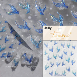 Mermaid Girl Conch Starfish Shell Bowknot Fish Scale Purple Ribbon Water Bubbles Chic Adhesive Nail Art Sticker Manicure Decals (ONLINE ORDER ONLY)