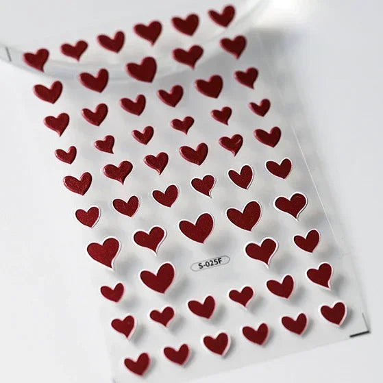 Poker Red Love Heart Square Grid Star Moon Card Pattern Spade Retro 3D Self Adhesive Nail Art Decoration Sticker Manicure Decals (Online Order Only)