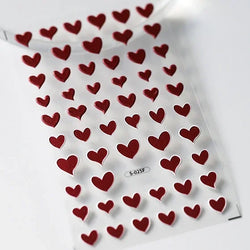 Poker Red Love Heart Square Grid Star Moon Card Pattern Spade Retro 3D Self Adhesive Nail Art Decoration Sticker Manicure Decals (Online Order Only)