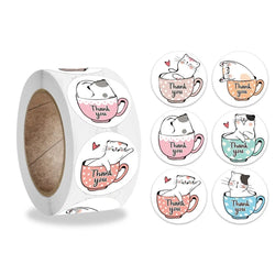 50-500pcs Cute Cartoon Cat Paw Thank You Stickers For Party Gift Decoration Packaging Label Reward Children Stationery Sticker (ONLINE ORDER ONLY)