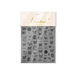 Flower Bowknot Butterfly Plant Leaf English Letter Rose Hand Drawn Embossed Relief Self Adhesive Nail Art Sticker Manicure Decal (ONLINE ORDER ONLY)