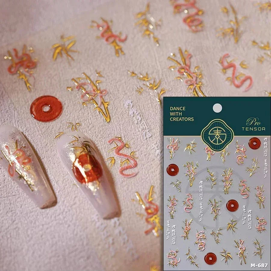 Dark Sword Coiled Snake Cross Butterfly Wing Starburst Starlight Gothic Reptile Animals Nail Art Sticker Festival Manicure Decal (ONLINE ORDER ONLY)