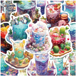 10/30/50pcs INS Style Art Drink Aesthetic Stickers Cartoon Plant Decals Kids Toys DIY Laptop Phone Scrapbook Decoration Sticker (ONLINE ORDER ONLY)
