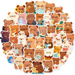 Kawaii Bear Stickers 10/30/50PCS Cartoon Animal Decals for Luggage Laptop Phone Guitar Car Bike Skateboard (Online Order Only)