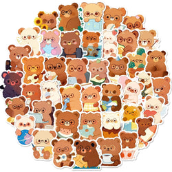 Kawaii Bear Stickers 10/30/50PCS Cartoon Animal Decals for Luggage Laptop Phone Guitar Car Bike Skateboard (Online Order Only)