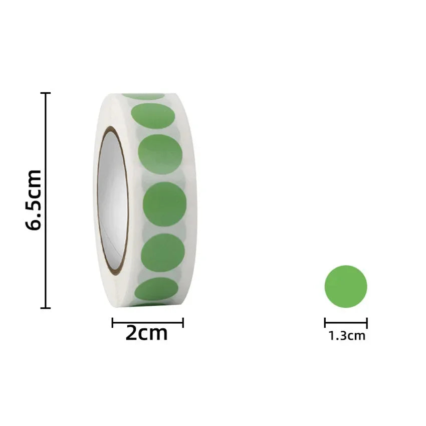500/1000pcs/ roll Color Dot Stickers Removable 1.3cm Chroma Label for Inventory Organize,File Classification Stationery Sticker (Online Order Only)