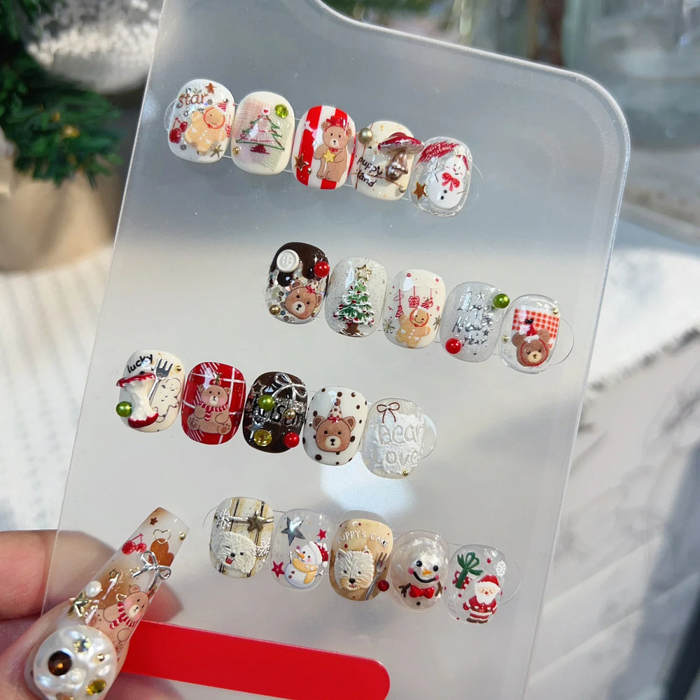 Santa's Hat Candy Santa Claus Christmas Tree Bell Elk 5D Self Adhesive Nail Art Stickers Button Snowflake Cherry Manicure Decals (ONLINE ORDER ONLY)