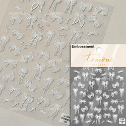 White Pearl Various Bowknot Line Tassel Tender Ribbon Arc Charming Self Adhesive Nail Art Decorations Stickers Manicure Decals (ONLINE ORDER ONLY)