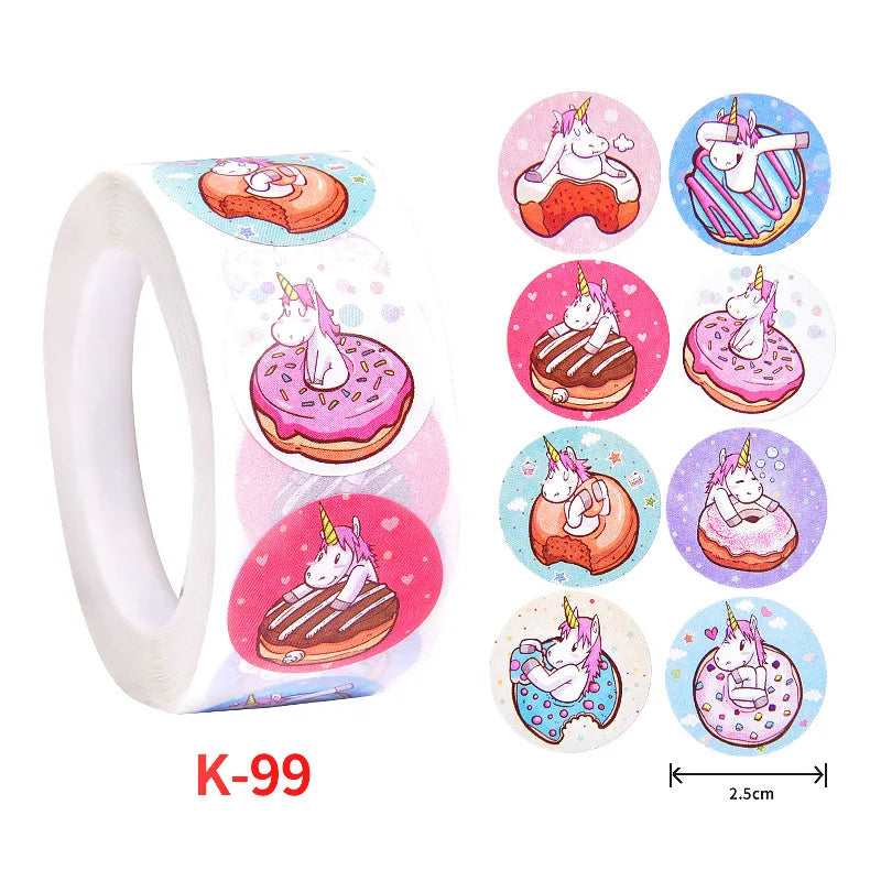 500Pcs Children's Cartoon Animal Stickers Baby Stickers Kindergarten Inspirational Little Red Flower Reward Roll Stickers (Online Order Only)