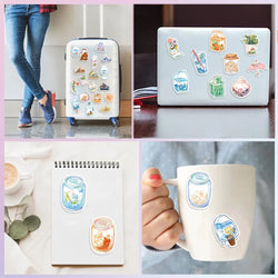 50Pcs Cute Cartoon Animals Plants Glass Stickers DIY Phone Guitar Laptop Notebook Suitcase Cup Waterproof Sticker Kids Toy﻿ (ONLINE ORDER ONLY)
