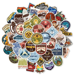 Creative Outdoor Camping Stickers for Suitcase, Skateboard, Laptop, Luggage, Phone - 10/30/48Pcs Decal Set (ONLINE ORDER ONLY)