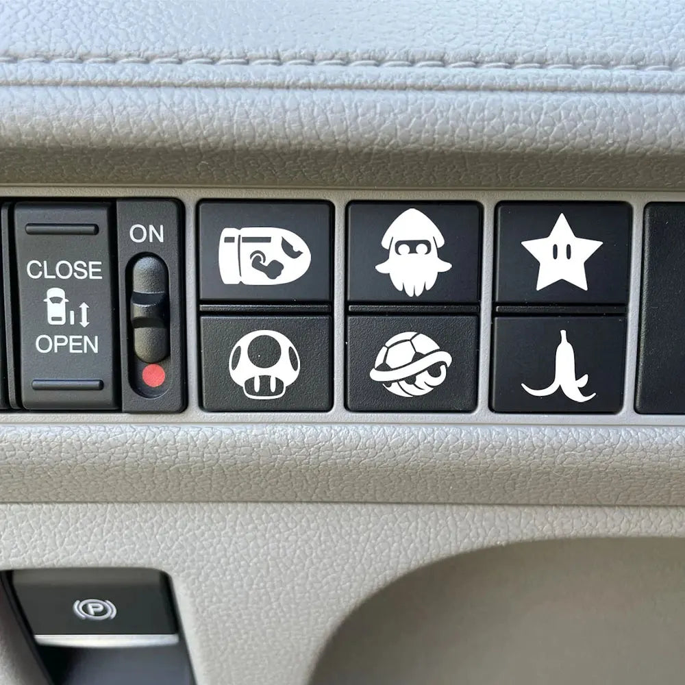 Cartoon Blank Button Car Sticker And Truck Vehicle White Blank Buttons The Car Interior  Decoration Die Cutting  Vinyl Decals (ONLINE ORDER ONLY)