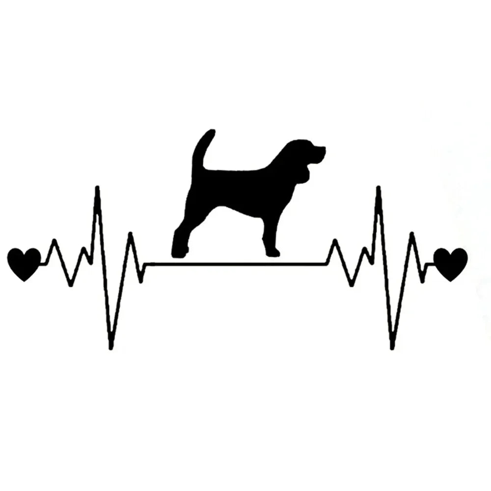 Fashion Cute Beagle Dog Heartbeat Lifeline PVC  Car Sticker (ONLINE ORDER ONLY)