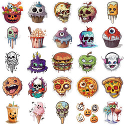10/30/50PCS Funny Horror Skeleton Graffiti Stickers Decals Halloween Decoration Waterproof Skateboard Luggage Guitar Cartoon Toy (ONLINE ORDER ONLY)