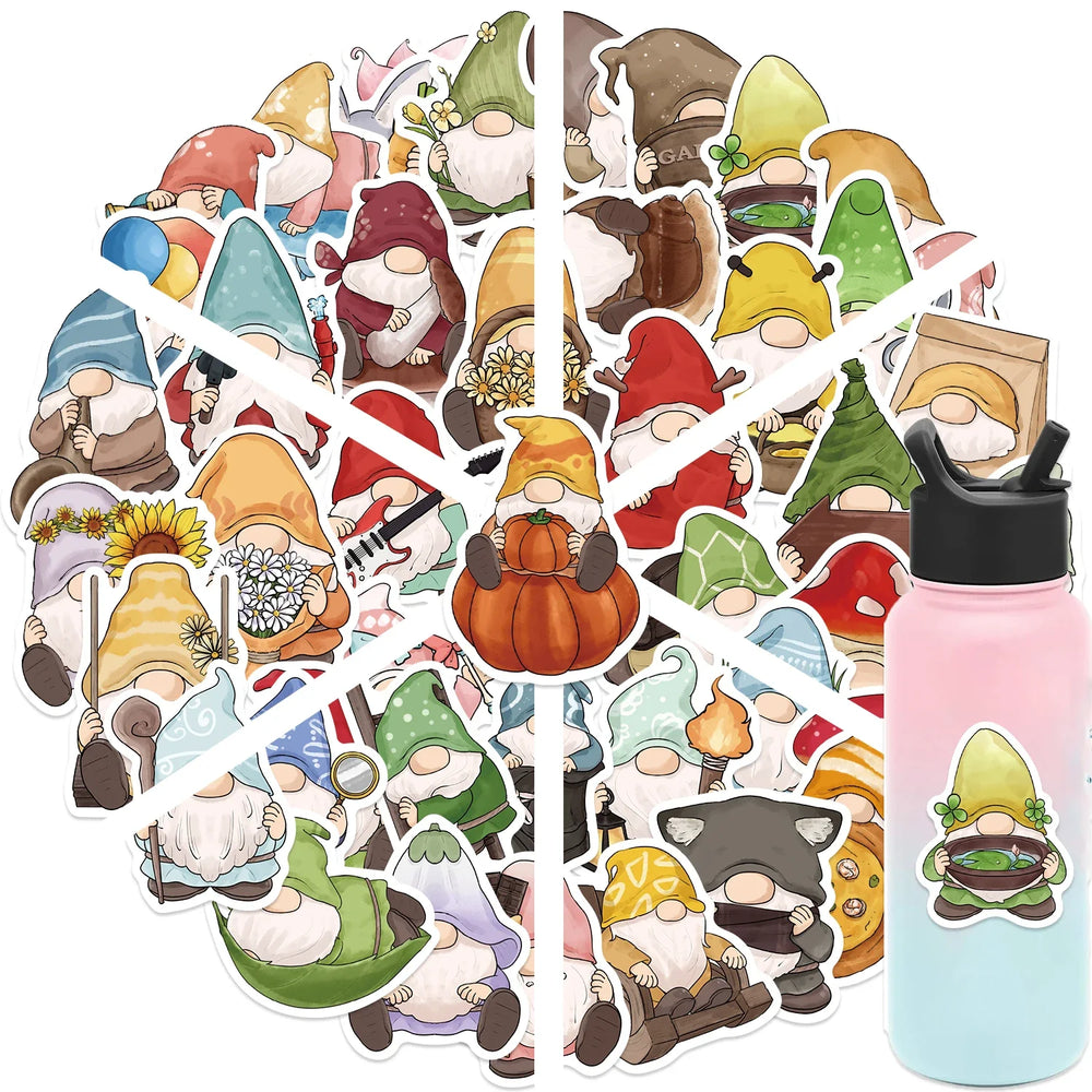 50PCS Gnome Dwarf Stickers Waterproof Vinly Stickers Decorative DIY Graffiti Luggage Stickers Children's Toys (ONLINE ORDER ONLY)