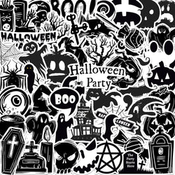 10/30/50PCS Horror Halloween Black Stickers Cute Ghost Decals DIY Wall Motorcycle Fridge Skateboard Phone Cartoon Sticker Toys (Online Order Only)
