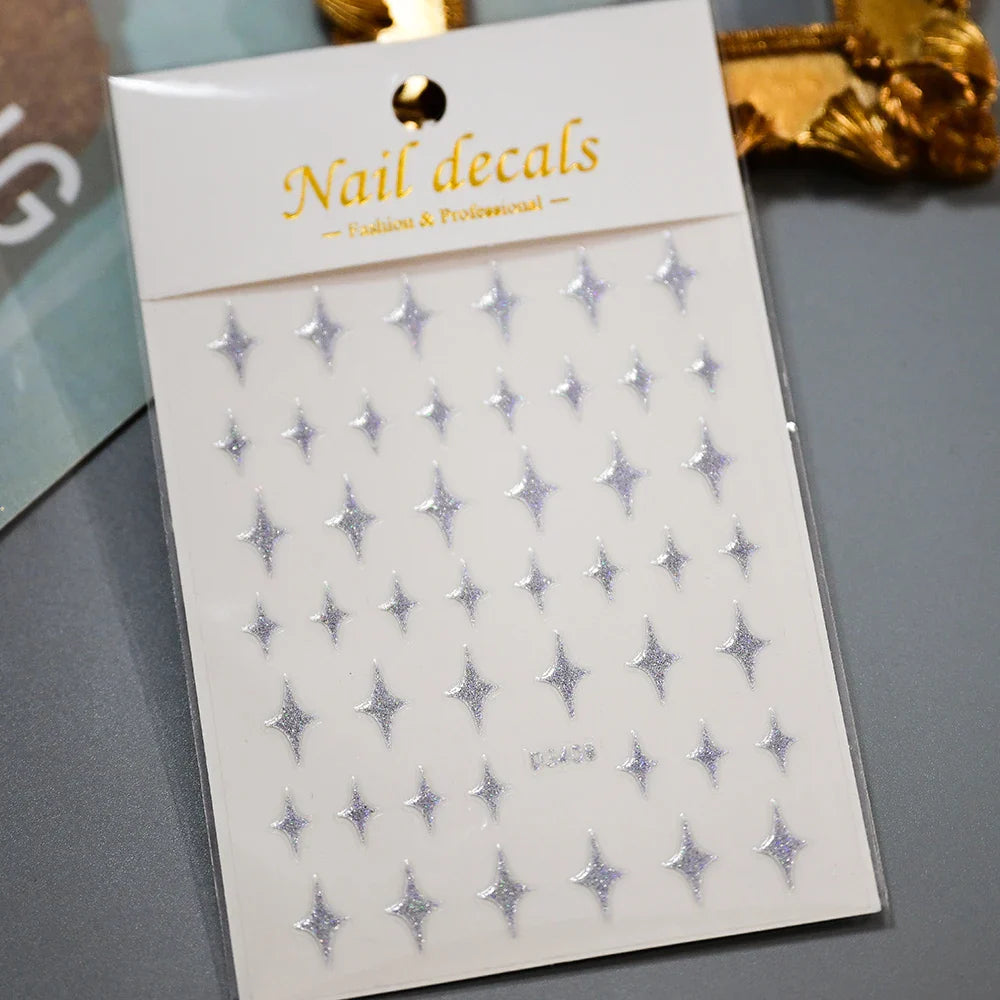 1Pc Red Pink White Heart Bow Nail Art Stickers with Glitter Sequins 5D Self Adhesive Nail Decorations Slider Decals DIY Manicure (ONLINE ORDER ONLY)