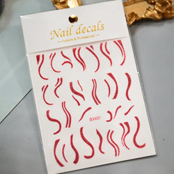 1Pc Red Pink White Heart Bow Nail Art Stickers with Glitter Sequins 5D Self Adhesive Nail Decorations Slider Decals DIY Manicure (ONLINE ORDER ONLY)