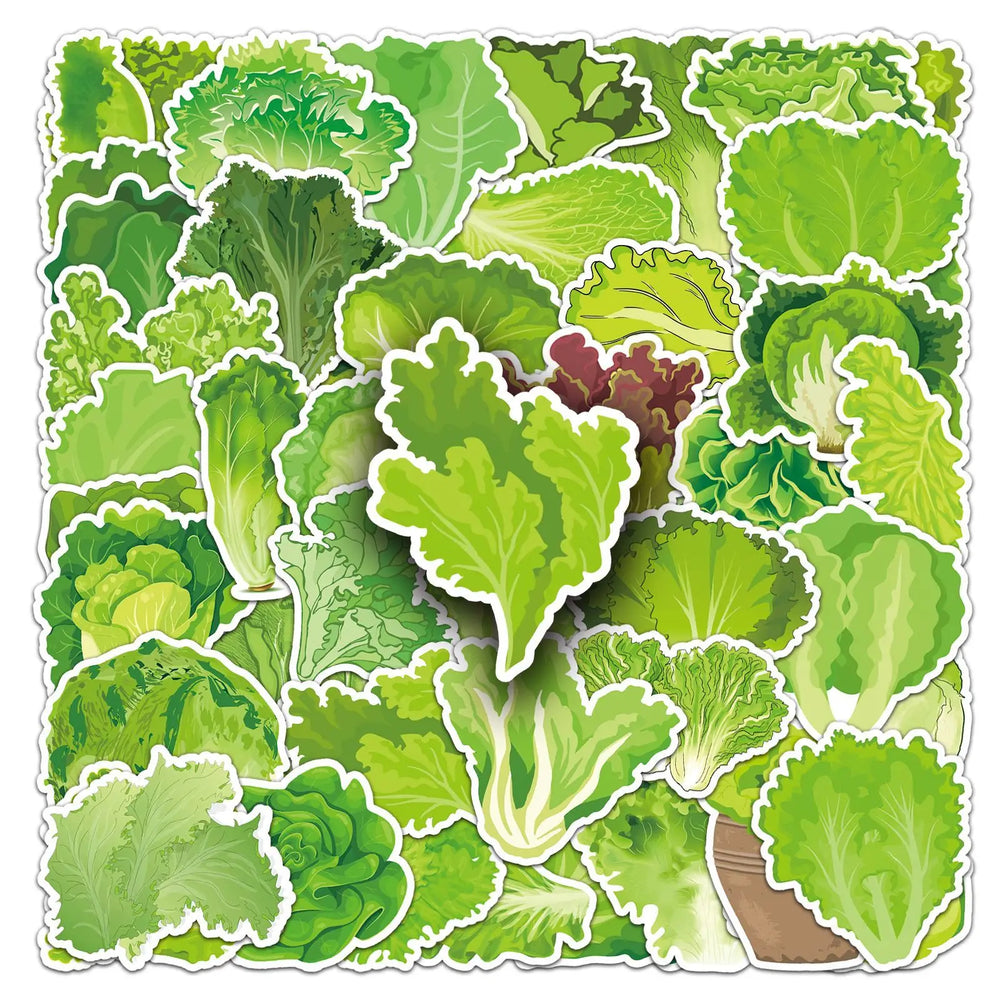 Green Vegetable Stickers Lettuce Cartoon Decals for Luggage Laptop Phone Guitar Bike Skateboard (Online Order Only)