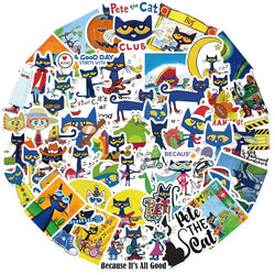 50PCS Kawaii Cute Pete The Cat Sticker Funny Cartoon Stickers For Decorative Scrapbook DIY Child Phone Stationery Supply for Kid (ONLINE ORDER ONLY)