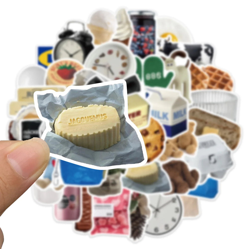 10/25/50pcs Ins Style Cute Stickers Cartoon Milk Food Decals DIY Fridge Phone Suitcase Laptop Notebook Car Wall Sticker Kids Toy (ONLINE ORDER ONLY)