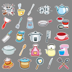 10/50PCS Kitchen Supplies Paper Sticker Decoration DIY Diary Notebook Scrapbook Label Sticker Cute Children Stationery Sticker (Online Order Only)