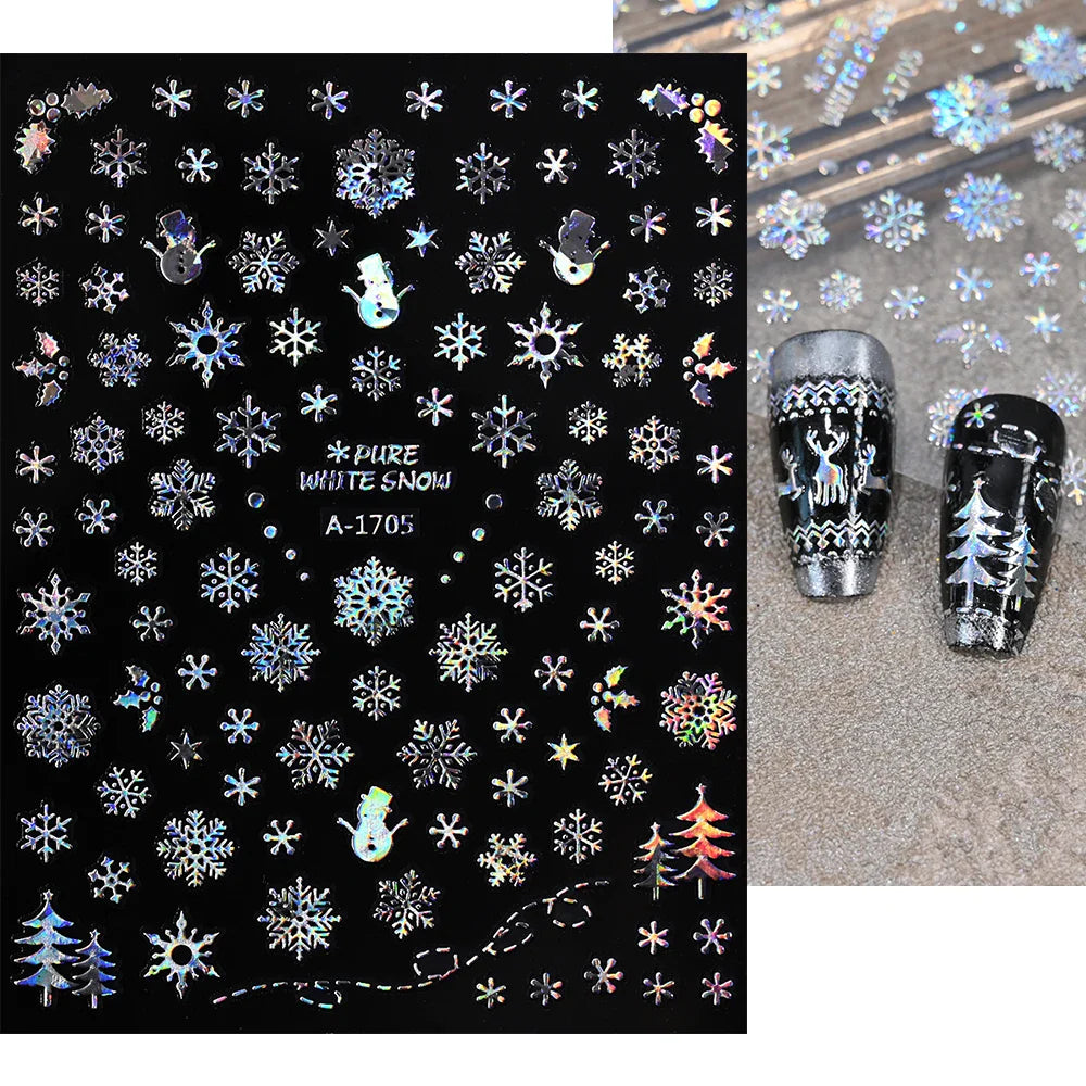 3D Snowflake Nail Art Decals Sliver Bronzing 3D Christmas Nail Art Decoration Self Adhesive Winter Christmas New Year Slides Y2K (ONLINE ORDER ONLY)