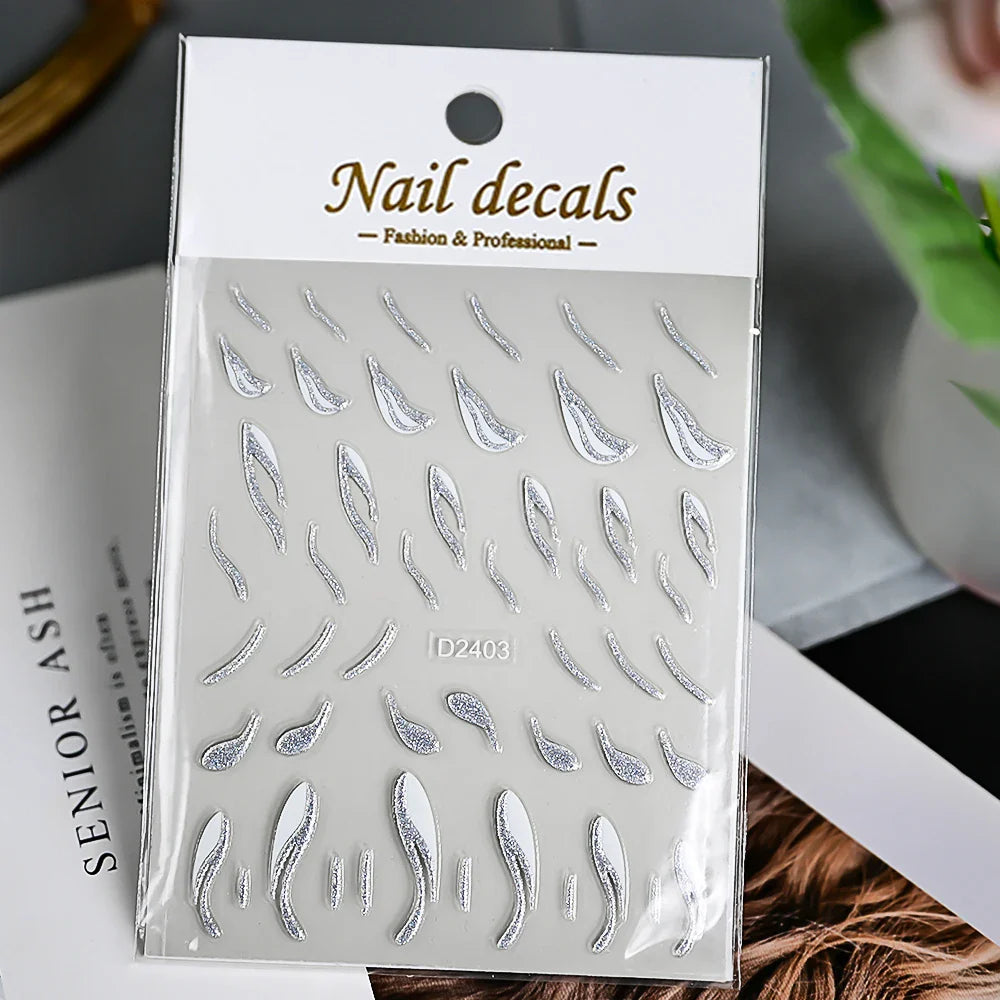 1Pc Red Pink White Heart Bow Nail Art Stickers with Glitter Sequins 5D Self Adhesive Nail Decorations Slider Decals DIY Manicure (ONLINE ORDER ONLY)