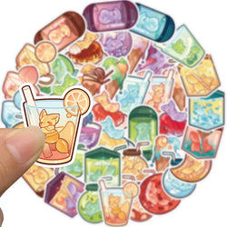 10/20/40pcs Cute Animal Fox Drink Combo Sticker Packs (Online Order Only)