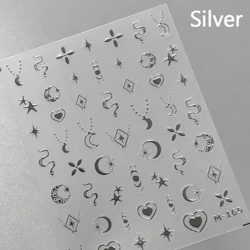 Shiny Laser Constellation Totem Pink Blue Gold Silver Shell Starfish Moon Star 3D Self Adhesive Nail Art Sticker Manicure Decals (ONLINE ORDER ONLY)