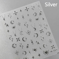 Shiny Laser Constellation Totem Pink Blue Gold Silver Shell Starfish Moon Star 3D Self Adhesive Nail Art Sticker Manicure Decals (ONLINE ORDER ONLY)