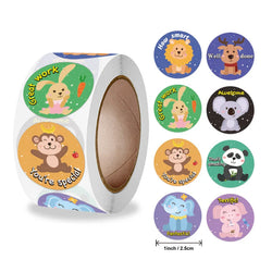 100-500pcs Animal Reward Stickers Adorable Round Kids Motivational Sticker Cartoon Incentive Teacher Gift Sealing Label (ONLINE ORDER ONLY)