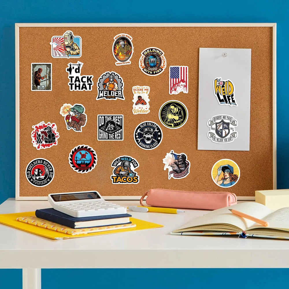 50PCS Mixed Welding Welder Graffiti Stickers For DIY Luggage Skateboard Waterproof DIY Cool Cartoon Decal Sticker Toys Gift (ONLINE ORDER ONLY)