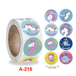 500 Pcs/Roll English Cartoon Animal Stickers Teacher Reward Students Stickers Self-adhesive Stationery Stickers (Online Order Only)