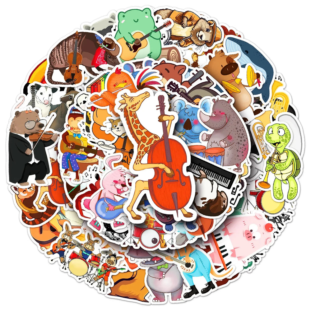 50Pcs Animal Concert Cartoon Waterproof Vinyl Stickers for Skateboard Snowboard Decal (ONLINE ORDER ONLY)