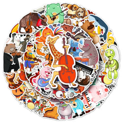 50Pcs Animal Concert Cartoon Waterproof Vinyl Stickers for Skateboard Snowboard Decal (ONLINE ORDER ONLY)