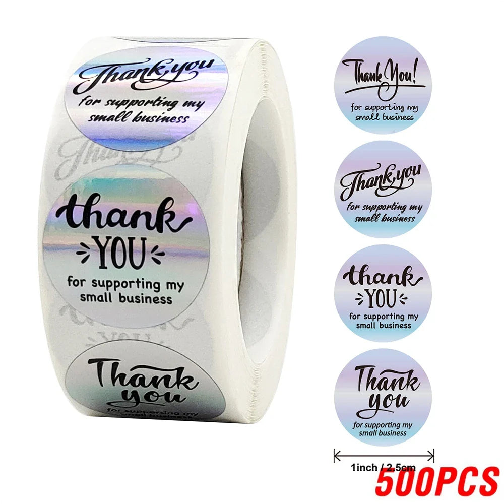 500pcs Rainbow Laser Thank You Stickers 1inch Small Business Stickers  Adhesive Labels for Boutiques Wrapping Supplies (ONLINE ORDER ONLY)